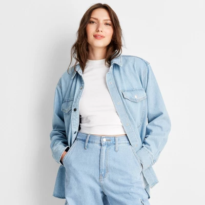 Women's Oversized Long Sleeve Collared Button-Down Denim Shirt - Universal Thread™ Light Wash Women's Oversized Long Sleeve Collared Button-Down Denim Shirt - Universal Thread™ Light Wash -Hot Sale Universal Thread Shop GUEST 0f11b205 16ff 4bc8 872c 7aa4eb2a83b9