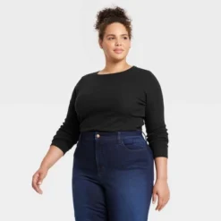 Women's 2pk Long Sleeve Shrunken Rib T-Shirt - Universal Thread™ White/Black -Hot Sale Universal Thread Shop GUEST 23fe0b56 37b7 43c9 944d f387bbc03f9b