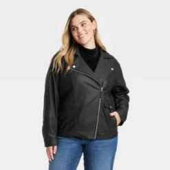 Women's Oversized Faux Leather Moto Jacket - Universal Thread™ Black -Hot Sale Universal Thread Shop GUEST 247de734 3ce9 4dd0 88b4 565ab5a421ae