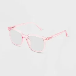 Women's Shiny Plastic Square Blue Light Filtering Glasses - Universal Thread™ Light Pink
