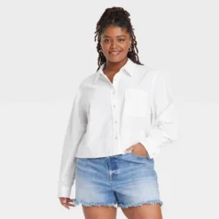 Women's Long Sleeve Button-Down Cropped Shirt - Universal Thread™ 6 Women's Long Sleeve Button-Down Cropped Shirt - Universal Thread™ -Hot Sale Universal Thread Shop GUEST 33b277a7 b99a 4124 b4d7 5fd34ce2697a