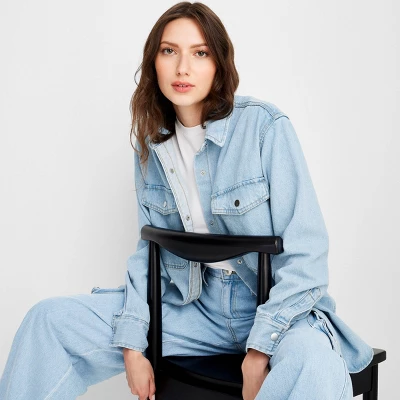 Women's Oversized Long Sleeve Collared Button-Down Denim Shirt - Universal Thread™ Light Wash Women's Oversized Long Sleeve Collared Button-Down Denim Shirt - Universal Thread™ Light Wash -Hot Sale Universal Thread Shop GUEST 593cc92f 16cc 4de5 a172 8af03be77682