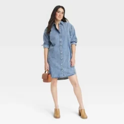Women's Long Sleeve Denim Mini Shirtdress - Universal Thread™ Blue -Hot Sale Universal Thread Shop GUEST 5f413cbd dc23 4d78 b4d8 0ec3f979cfb1