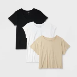 Women's 3pk Slim Fit Short Sleeve T-Shirt - Universal Thread™ White/Beige/Black -Hot Sale Universal Thread Shop GUEST 87139247 752b 4258 88e2 38b62f47d9e7