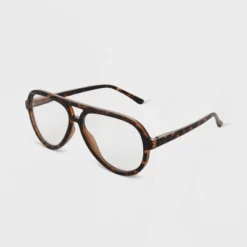 Women's Gloss Plastic Aviator Blue Light Filtering Glasses - Universal Thread™ Tortoise
