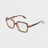 Women's Tortoise Print Shiny Plastic Square Blue Light Filtering Glasses - Universal Thread™ Dark Brown -Hot Sale Universal Thread Shop GUEST bb05687a 96d5 4b6c ae24 7092f3c0429c 1