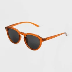 Women's Shiny Plastic Round Sunglasses - Universal Thread™ Light Orange