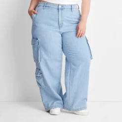 Women's High-Rise Wide Leg Denim Cargo Pants - Universal Thread™ -Hot Sale Universal Thread Shop GUEST c36451fe c6ed 4acd 9114 367b0b86f631