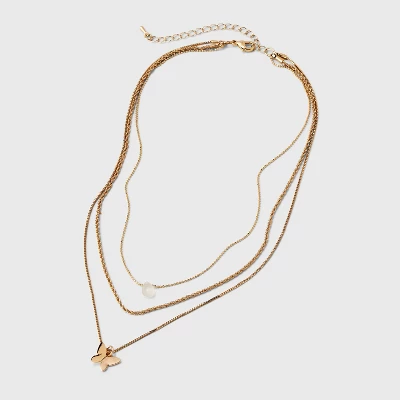 Ball and Snake Chain with Butterfly Charm Multi-Strand Necklace Set 3pc - Universal Thread™ Gold Ball And Snake Chain With Butterfly Charm Multi-Strand Necklace Set 3pc - Universal Thread™ Gold -Hot Sale Universal Thread Shop GUEST e34bd9de 46c8 4872 82fa 4b258c7b88bf