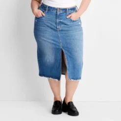 Women's High-Rise Denim Midi Skirt - Universal Thread™ -Hot Sale Universal Thread Shop GUEST f89fc385 e541 43f5 9a59 977df45fac41